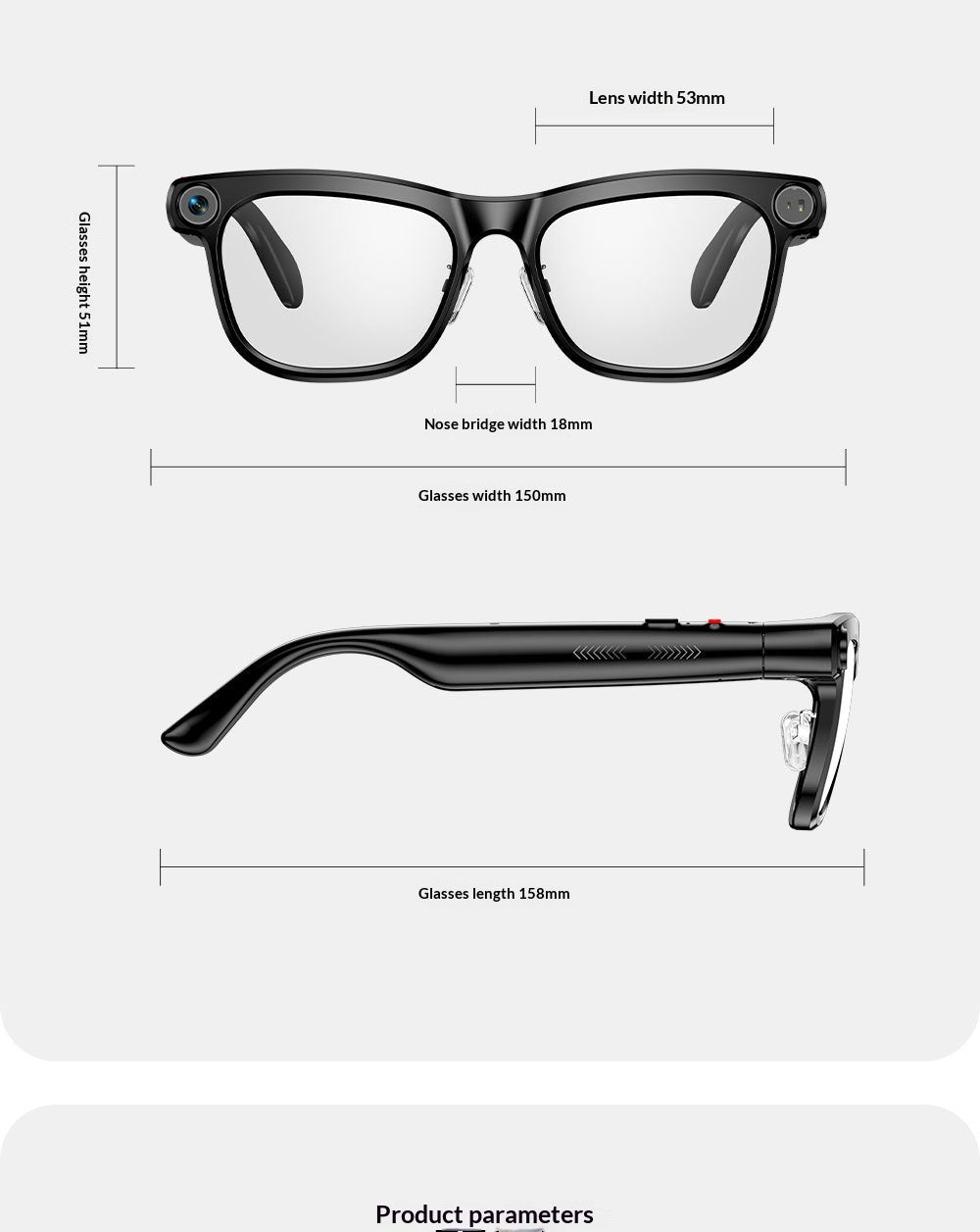 Gafas Inteligentes IA con Cámara HD de 13 MP y Estabilizador
