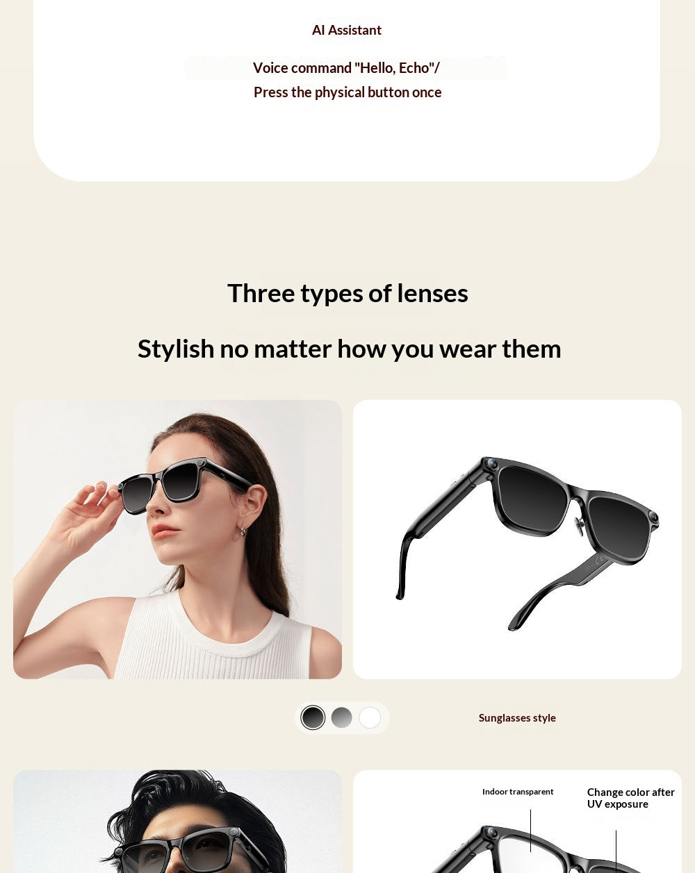 Gafas Inteligentes IA con Cámara HD de 13 MP y Estabilizador